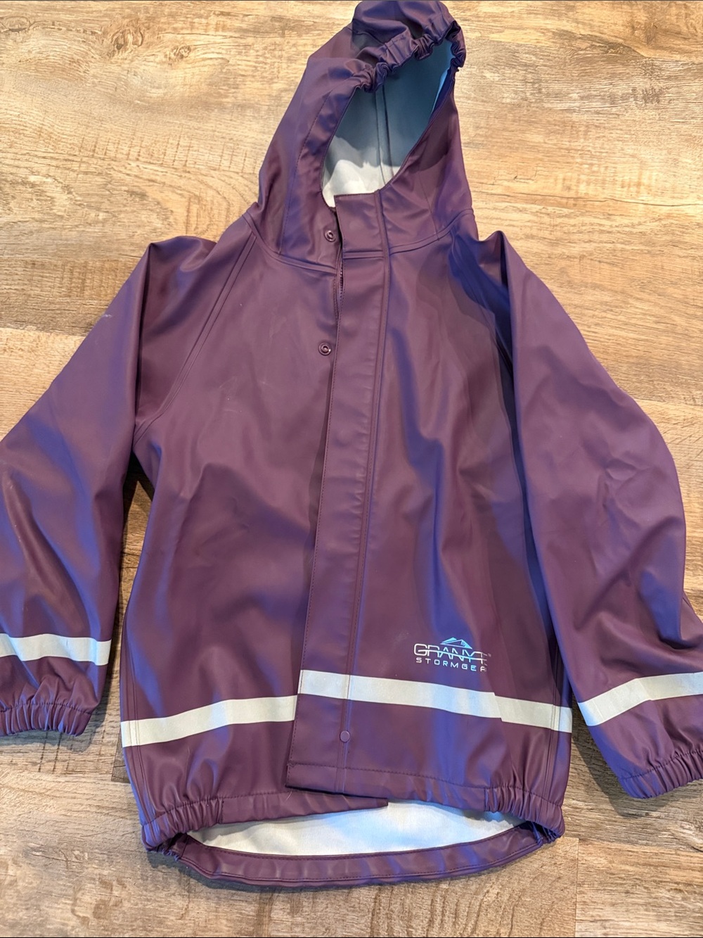 Storm Kids' Purple Hooded Raincoat with Reflective Trim